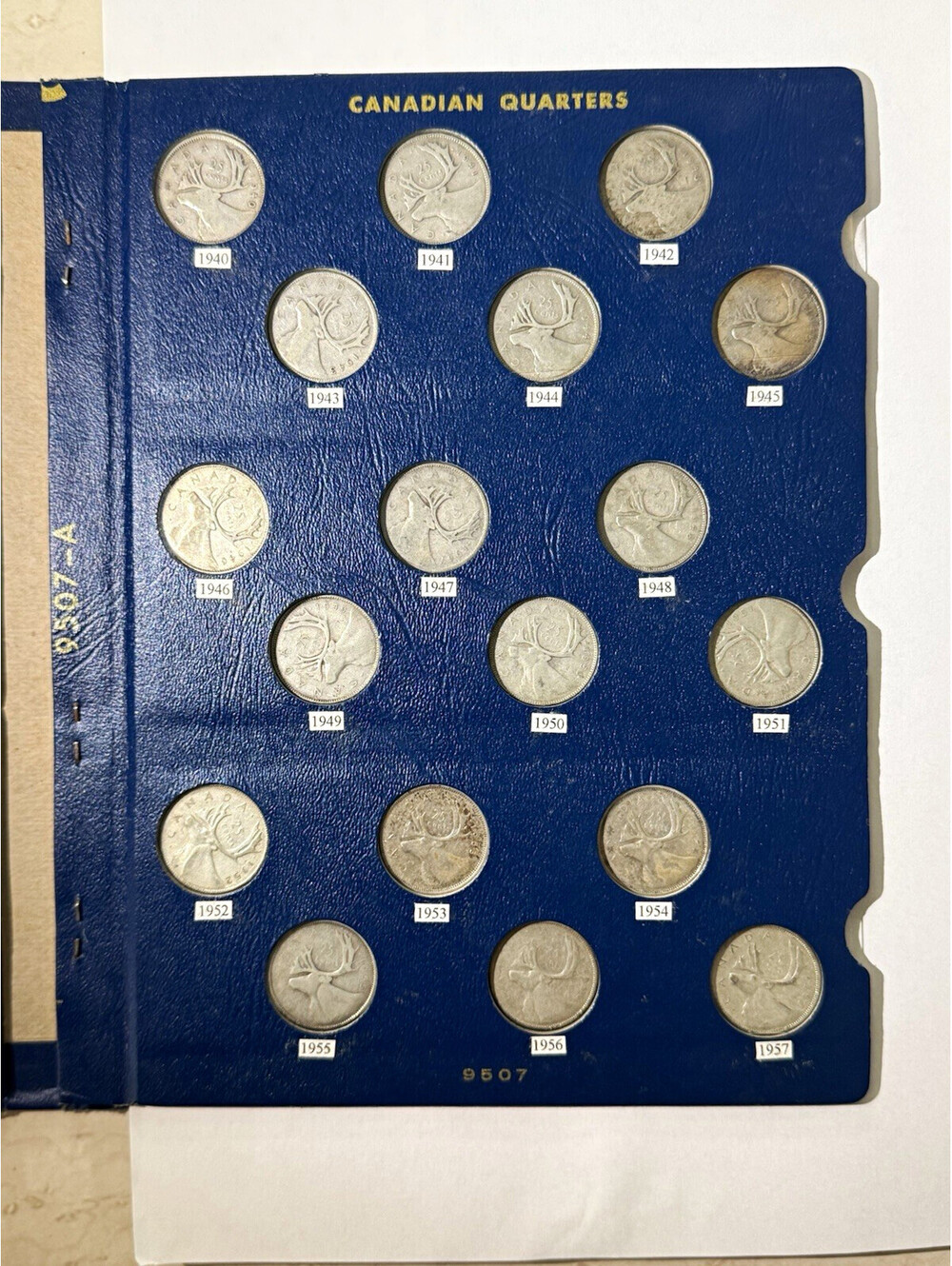 52 Canadian Coins 25 Cent Quarter Collection 1940-1992 Coin Silver Vintage Album